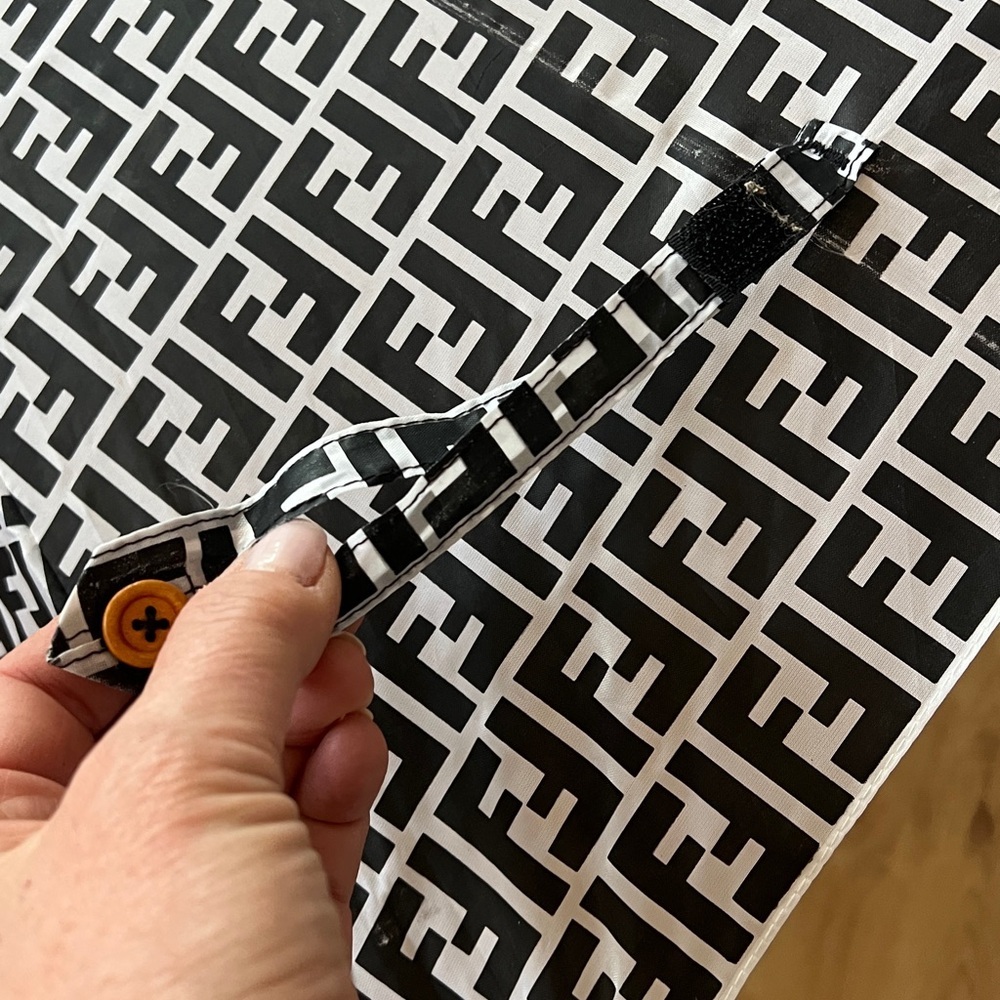 Fendi Zucca Vintage White and Black Nylon and Wood Copper Hardware Umbrella - Picture 4 of 10